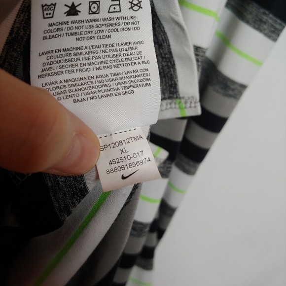 Nike Golf Tour Performance PoloWhiye Black Green Stripe XL 452510-017 Dri Fit - Picture 7 of 8